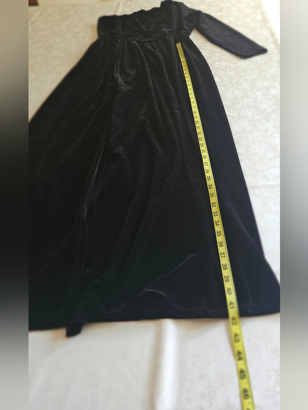 Désir Couture Black Velvet One-Shoulder Maxi Dress with Slit - Picture 12 of 16